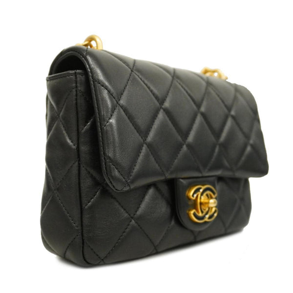 Chanel Shoulder Bag Matelasse Chain Lambskin Black Women's