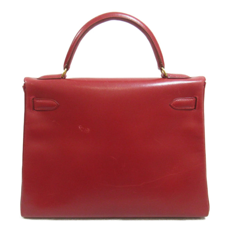 HERMES Kelly 32 inner sewn handbag Red Box calf leather Calfskin (cowhide)