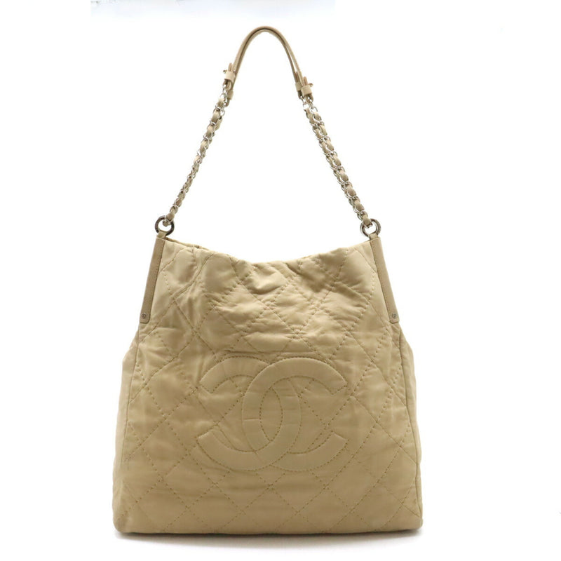 CHANEL Wild Stitch Coco Mark Chain Tote Bag Shoulder Nubuck Beige