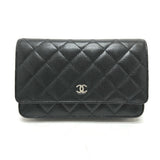 CHANEL AP0250 Matelasse Coco Mark Classic Chain Wallet Shoulder Bag Caviar Skin Women's Black