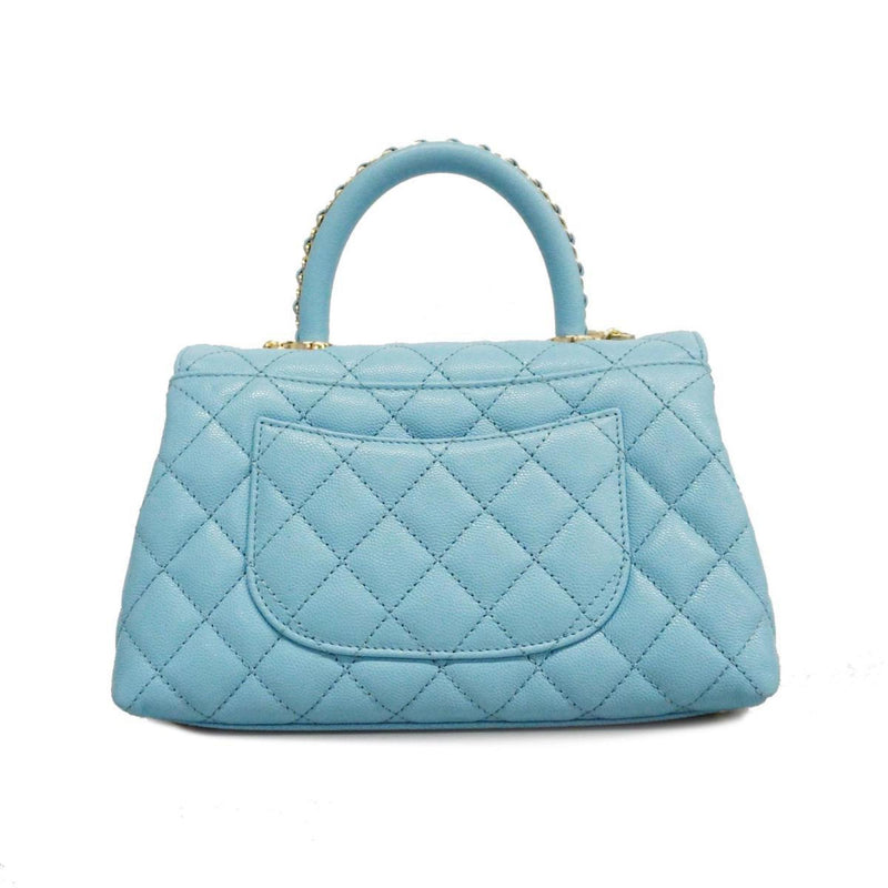 Chanel Handbag Matelasse Chain Shoulder Caviar Skin Light Blue Ladies