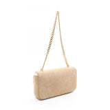 CELINE Triomphe Shoulder Bag, Suede, Women's, Beige, 197993EHY02VG