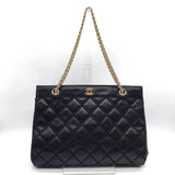 CHANEL Bicolor Double Chain Leather Stitching Black Coco Mark