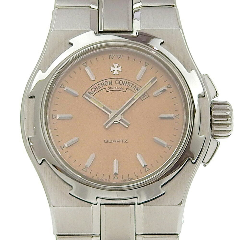 Vacheron Constantin Overseas Watch 16050/423A-8493 Stainless Steel Quartz Analog Display Salmon Pink Dial Ladies