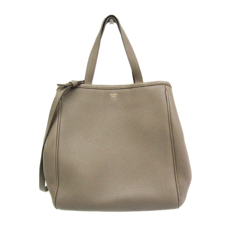 Celine Small Fold Cabas 194073 Women's Leather Handbag,Shoulder Bag Gray Brown