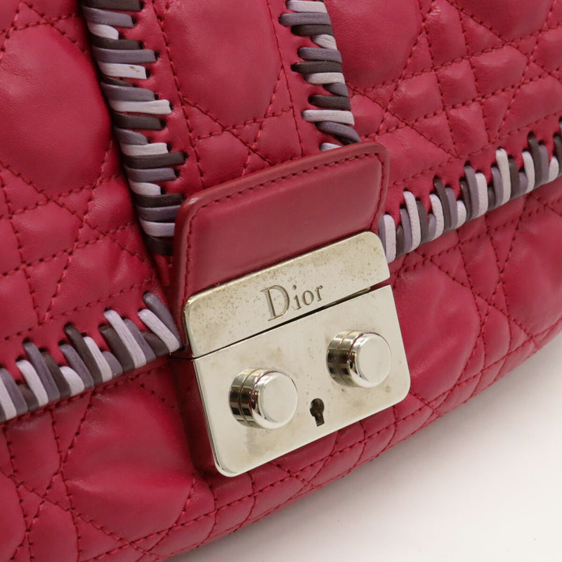 Christian Dior New Rock Cannage Chain Shoulder Bag Leather Fuchsia Pink