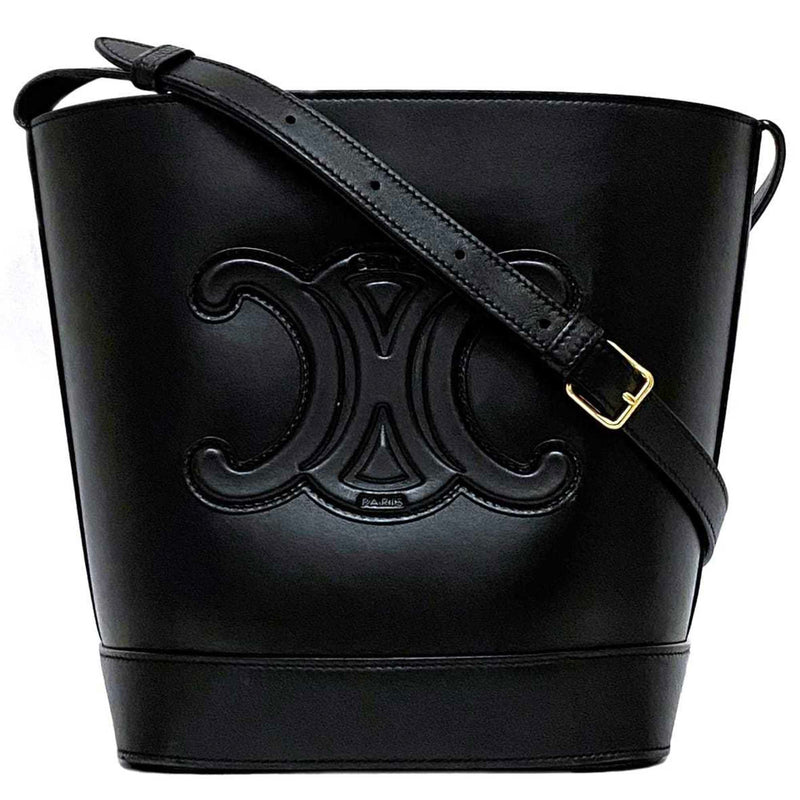 Celine Shoulder Bag Small Bucket f-21322 Black Cuir Triomphe 113783DU3 Leather Smooth Calfskin CU0232 CELINE Freestanding Women's