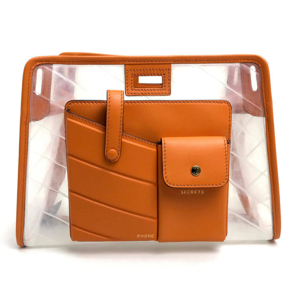 Fendi Customization Bag Peekaboo Cover Hand Bag Orange x clear