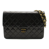 CHANEL Matelasse Push Lock Chain Shoulder Bag Black Lambskin (sheep leather)