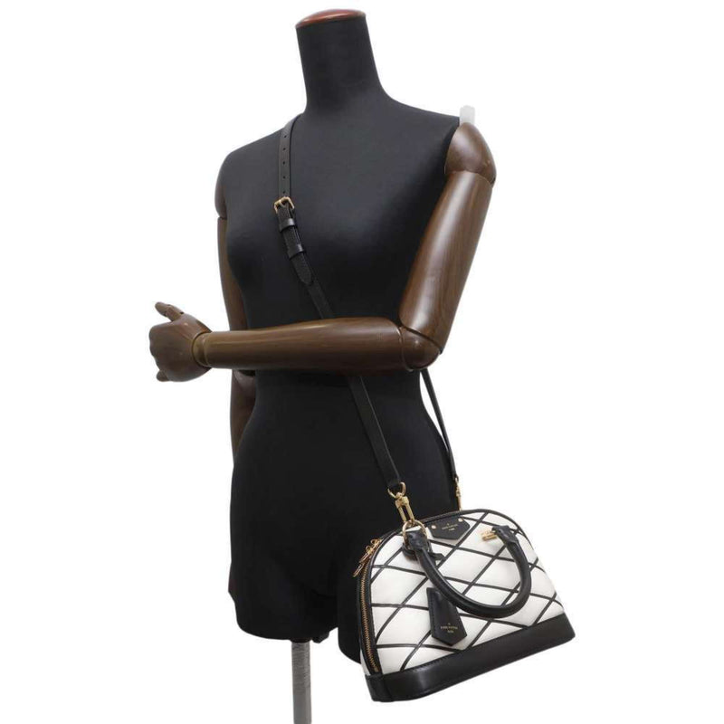 Louis Vuitton Handbag Lamb Leather Alma BB M23761 2way Shoulder Bag Black White