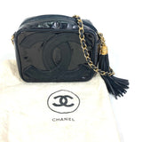 Chanel CC Mark Bag Fringe Chain Crossbody Shoulder Bag Black