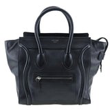 Celine CELINE Luggage Handbag Micro Shopper 167793 Calf Made in Italy Black A5 Zipper Women's