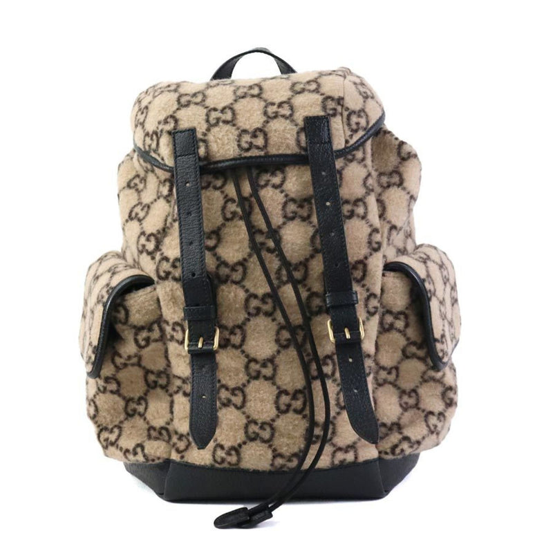 Gucci GUCCI Backpack GG Wool Leather Beige x Black Men's Women's 598184 99936g