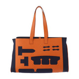 HERMES Hermes Tote GM Petit H Bag 1040008-62 Epsom Felt Orange Navy Shoulder