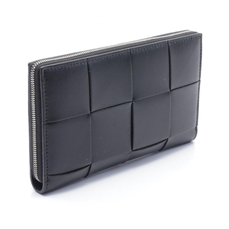 BOTTEGA VENETA Cassette Zip Around Wallet Round Long Leather Men's Black 748054VBWD28803