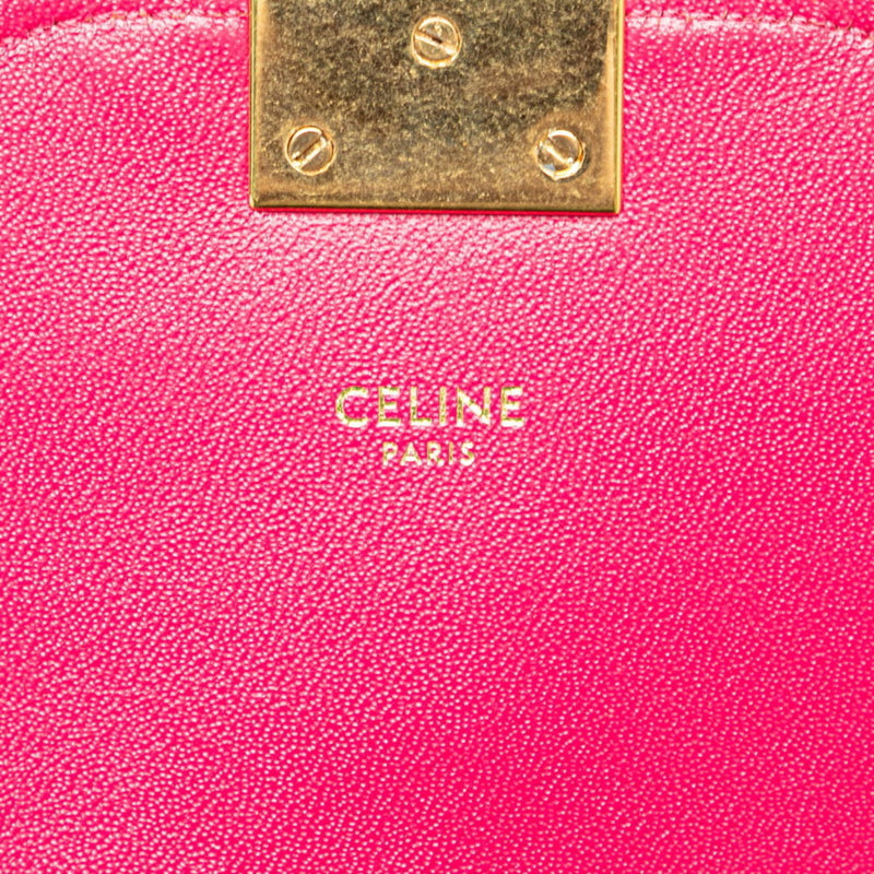 Celine Small C Quilted Chain Shoulder Bag Pink Gold Calf Leather Women's CELINE