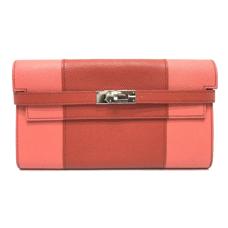 Hermes Long wallet Long Wallet pink SilverHardware