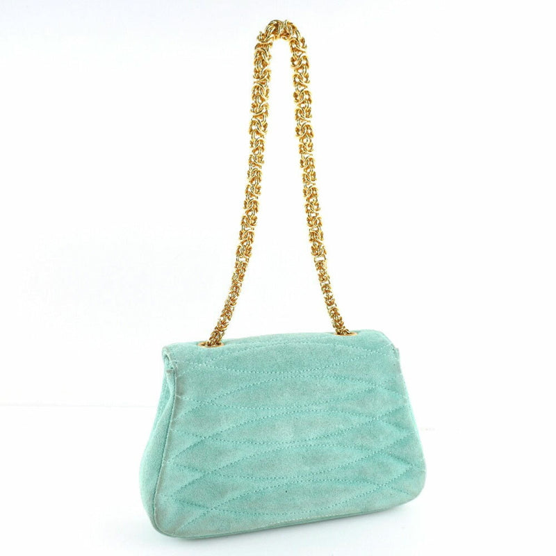 Chanel Chain Handbag Cocomark Vintage Suede Green Ladies