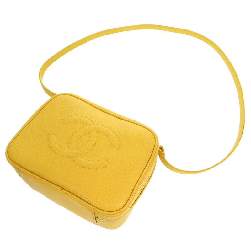 Chanel Caviar Skin Yellow Coco Mark 5th Series Vanity Bag Shoulder 0038 CHANEL