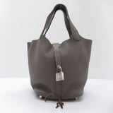 HERMES Picotin Lock PM Taupe Gray Taupe Taurillon Clemence Calfskin (cowhide)