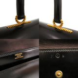 Hermes Cordrière Box Calf Black 〇K Stamped Handbag 0064 HERMES