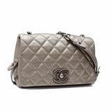 Chanel Chain Shoulder Bag Boy Women's Grey Lambskin Coco Mark