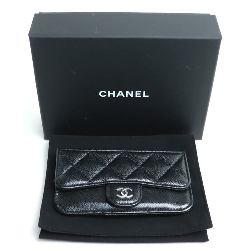 CHANEL Classic Line Card Case Coin Black AP2570 Women's