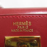 HERMES Kelly 32 inner sewn handbag Red Box calf leather Calfskin (cowhide)