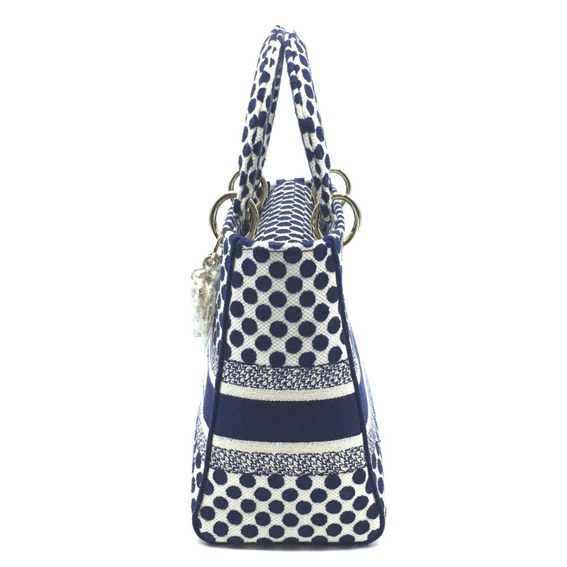 Christian CHRISTIAN DIOR Lady CHRISTIAN DIOR Delight Bag 2WAY medium bag Hand Bag Blue Based x White