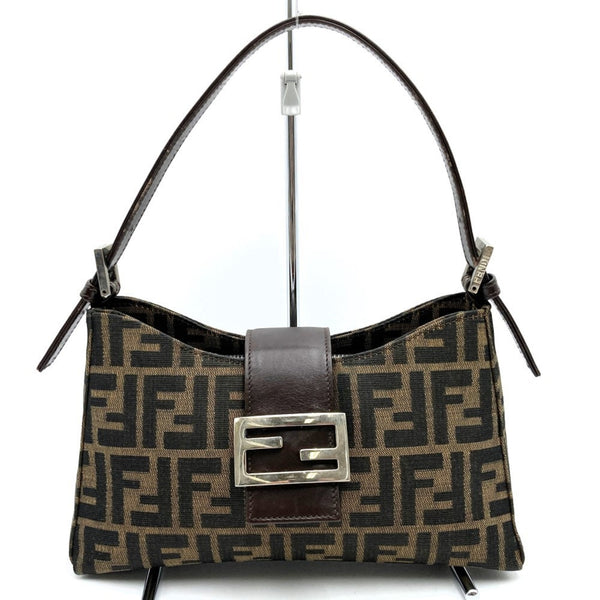 FENDI 0916115 Mamma Bucket Zucca Handbag Shoulder Bag Brown Canvas Leather Women's