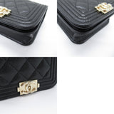 CHANEL Boy Chanel Chain Pochette Shoulder Bag Caviar Skin (Grained Calf) Women's Black