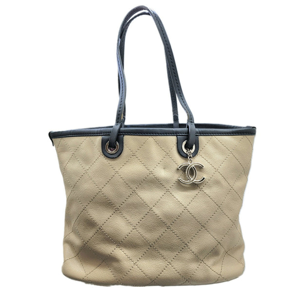 CHANEL On the Road Wild Stitch Tote Bag Handbag Shoulder Beige Black Burgundy Caviar Skin Ladies