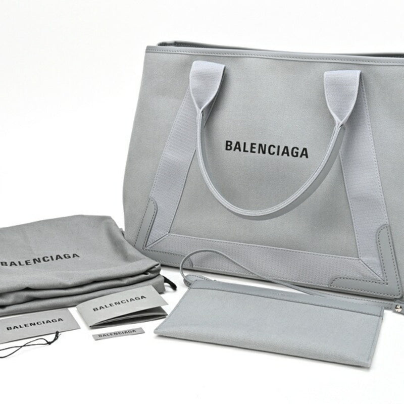 BALENCIAGA Navy Cabas M Tote Bag 581292 Canvas Grey