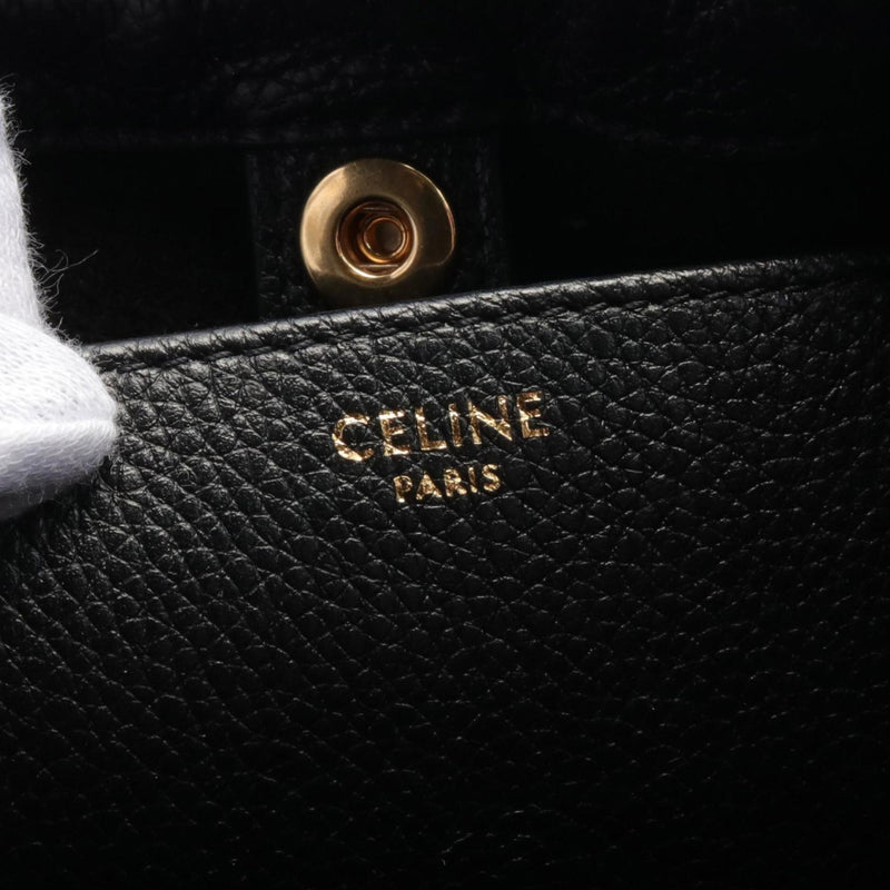 CELINE Triomphe Handbag Bag Leather Women's Black 111013ENY38NO