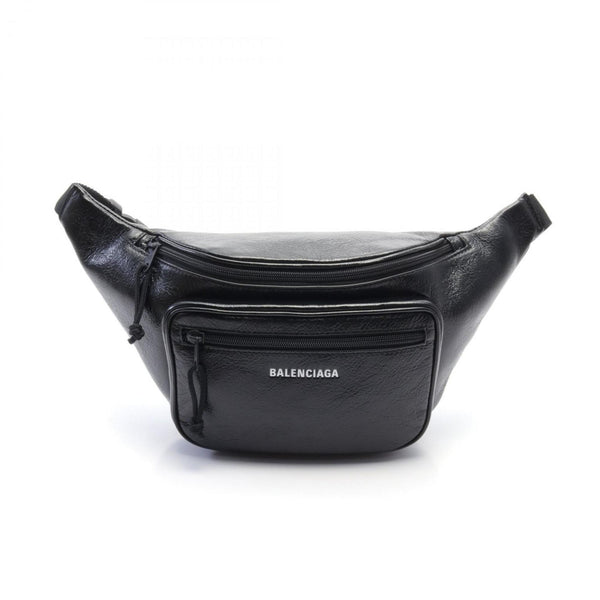 BALENCIAGA Waist Bag Body Leather Men's Black 5295501VG871000