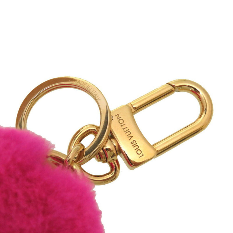 Louis Vuitton Keychain Vivienne Vison Monogram Flower M00870 Leather Mink Fur Pink