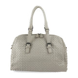 BOTTEGA VENETA Bottega Veneta Prusse Intrecciato Handbag 283363 Leather Light Gray Series Mini Boston Bag