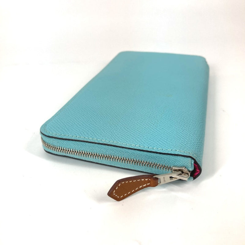 Hermes Azap Long Long wallet Zip Around Long Wallet Blue Atoll blue pink