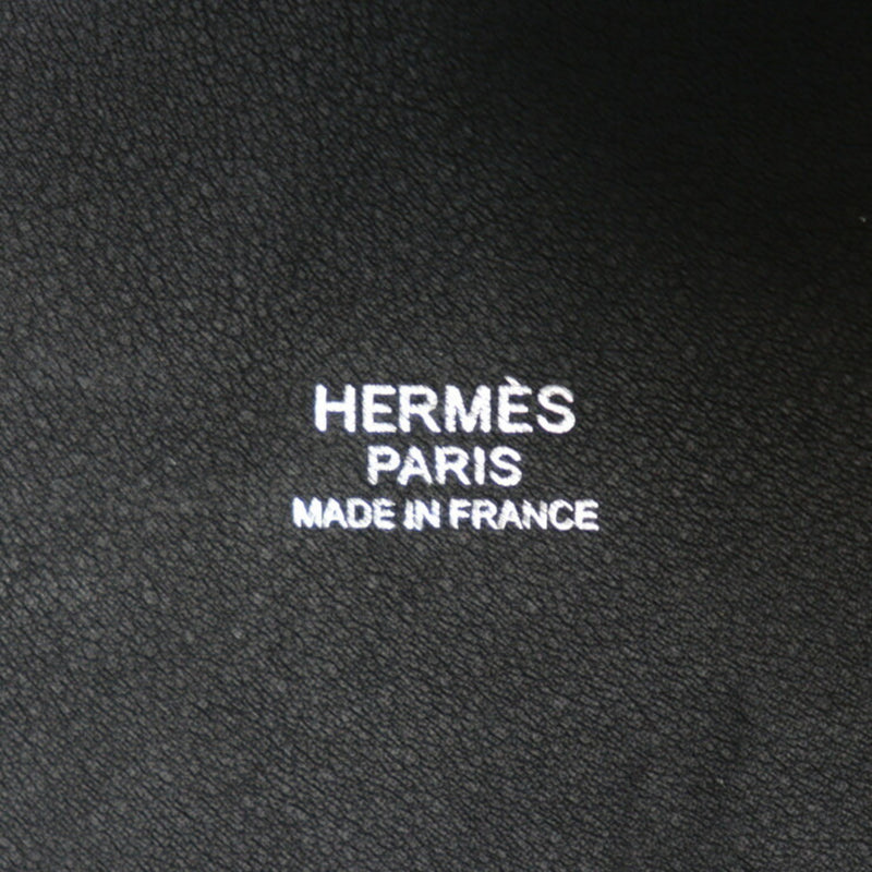 HERMES H En Bier GM Tote Bag Toile Ash Vaux Swift Ecru Black Handbag Z Engraved Bias