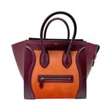 CELINE Handbag Luggage Medium Shopper Leather Bordeaux x Orange Men's Women's n0664