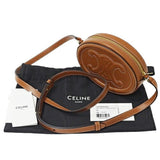 CELINE Bag Women's Shoulder Crossbody Oval Purse Cuile Triomphe Calf Leather Tan Brown Micro