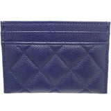 CHANEL Rhinestone Big Coco Mark AP2737 Card Case Caviar Skin Navy 083463