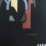 Hermes HERMES Cashmere Muffler Super H Leather Detail Reversible Black Marron H393829T Men's