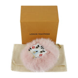 LOUIS VUITTON Louis Vuitton Bijoux Sac Wild Fur Keychain M68450 Mink fur x leather Pink Keyring Bag charm Animal