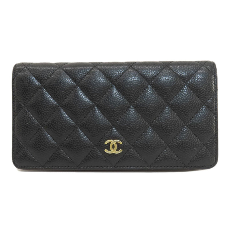 Chanel Matelasse Coco Mark Long Wallet Caviar Skin Women's