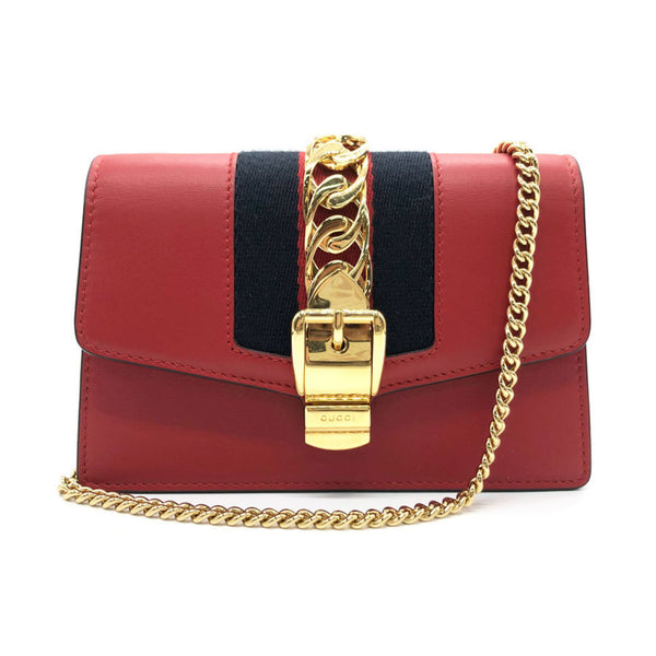 Gucci GUCCI Crossbody Shoulder Bag Sylvie Leather Red Women's 494646