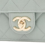 Chanel Matelasse Chain Shoulder Bag Caviar Blue Green AS3002