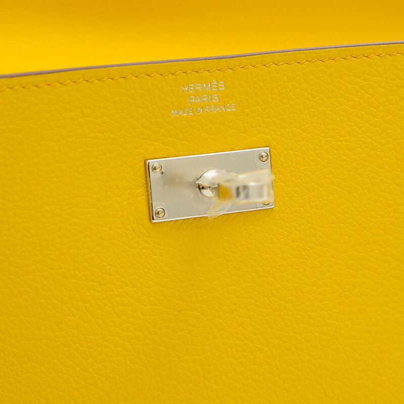 Hermes Kelly To Go Evercolor Jaune Ambre B engraved