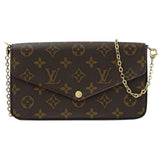 Louis Vuitton LOUIS VUITTON Bag Monogram Women's Shoulder Clutch Pouch 2way Pochette Felicie Fuchsia M81896 Brown Chain Compact