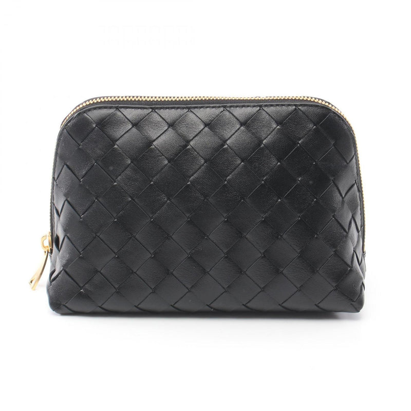 BOTTEGA VENETA Intrecciato Beauty Pouch Bag Leather Women's Black 785976V3IV08425